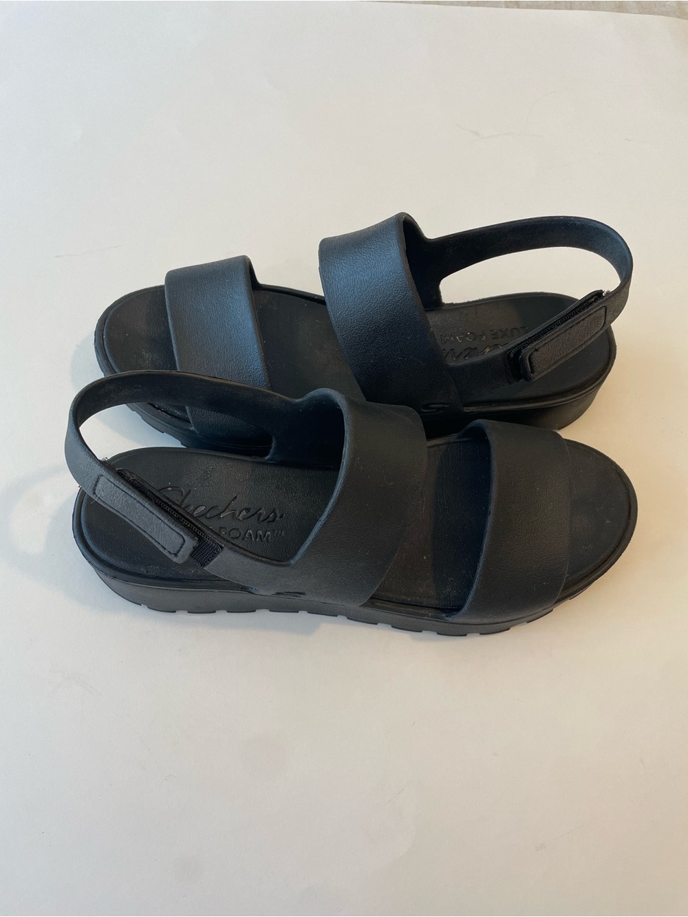 Skechers Black Women's Dual-Strap Slingback Sandals